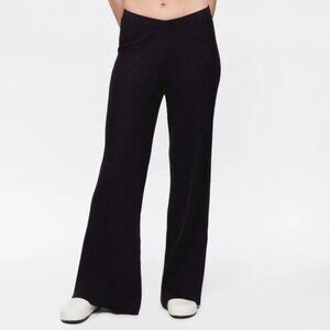 KOTN Nile Ribbed Flare Pants Knit High Waist Casual Stretch Comfy Black Medium